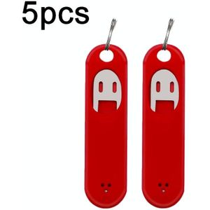 5 stks Eject Sim-kaart Lade Open Pins Naald Sleutelhanger Tool Met Siliconen Case (Rood)