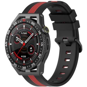 Voor Huawei Watch GT3 Pro 43 mm 20 mm verticale tweekleurige siliconen horlogeband (zwart + rood)