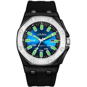 addies MY-052 Business Multifunctionele Lichtgevende Watch Siliconen Watchstrap Horloge voor mannen (Black Blue)