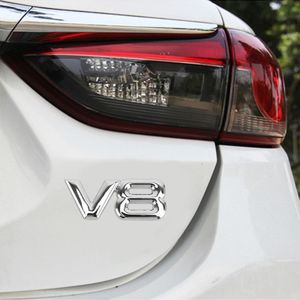 V8 Connect shape auto metalen lichaam decoratieve sticker  maat: S (zilver)