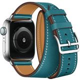 Voor Apple Watch 3/2/1 generatie 38mm universele lederen dubbele-lus strap (blauw)