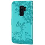 Voor Samsung Galaxy S9 Plus Sika Deer Embossing Patroon Horizontale Flip PU Lederen Case met Houder & Card Slot & Portemonnee & Photo Frame (Lake Blue)