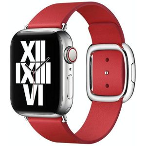 Modern Style Lederen horlogeband voor Apple Watch Series 6 & SE & 5 & 4 44mm / 3 & 2 & 1 42mm(Rood)