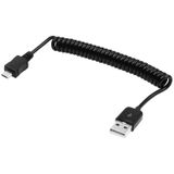 Micro USB Data / Lader uittrekbare  Coiled Kabel  Coiled Kabel Stretches to 90cm  Voor Samsung / Huawei / Xiaomi / Meizu / LG / HTC en Other Smartphones(zwart)