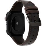 Voor Apple Watch Series 5 & 4 44mm / 3 & 2 & 1 42mm Oil Wax Crazy Horse Texture Genuine Leather Strap(Koffie)