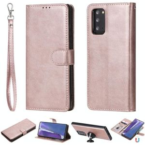 Voor Samsung Galaxy Note 20 Ultra 2 in 1 Effen kleuren afneembare PU Lederen case met kaartslots & magnetische houder & fotolijst & portemonnee & riem (rosgoud)