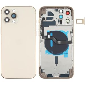 Batterij achterklep (met zijtoetsen  kaartlade - voeding + volume flexkabel - draadloze oplaadmodule) voor iPhone 12 Pro Max (goud)