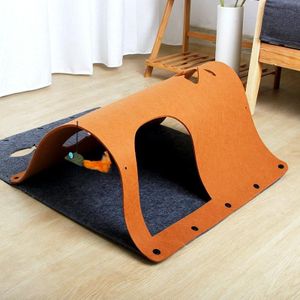 DIY Combinatie Vilt Cat Tunnel Cat Litter  Specificatie: 44x60cm (Bruin)
