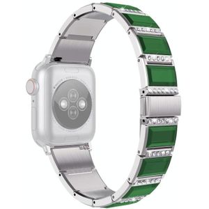 Xingyao-serie tweekleurige stalen band voor Apple Watch Series 6 & SE & 5 & 4 40mm / 3 & 2 & 1 38mm (Silver +Green)