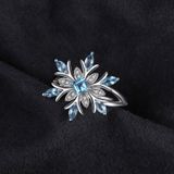 Mode 925 sterling zilveren sneeuwvlok bloem blauwe topaas ring sieraden vrouwen  Ringmaat: 7