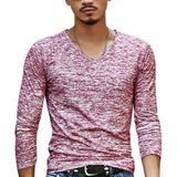 Slim Streetwear V-neck T Shirt Casual Fitness Tops Pullover Shirt voor heren (red)