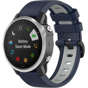 Voor Garmin Fenix 6S Siliconen tweekleurige band (Midnight Blue Gray)