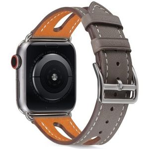Top-grain lederen horlogeband voor Apple Watch Series 6 & SE & 5 & 4 40mm / 3 & 2 & 1 38mm(Grijs)
