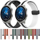 Voor Huawei Watch GT3 Pro 43mm 20mm Opvouwbare magnetische sluiting siliconen horlogeband (wit + zwart)