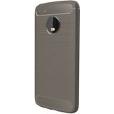 Voor Motorola Moto G5 Plus geborsteld koolstofvezel textuur schokbestendige TPU beschermhoes Case(Grey)