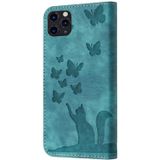 Voor iPhone 11 Pro Max Vlinder Kat Embossing Flip Leren Telefoonhoesje (Wathet)