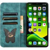 Voor iPhone 11 Pro Max Vlinder Kat Embossing Flip Leren Telefoonhoesje (Wathet)