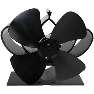 YL201 4-Blade hoge temperatuur metalen warmte aangedreven open haard kachel fan (zwart)
