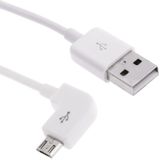 90 graden Micro USB Poort USB Data Kabel voor Samsung Galaxy S6 / S5 / S IV / i9500 /i9300 /N7100 /Galaxy Tab 3 /Galaxy Tab Pro /i9500/i9300/Nokia / LG / BlackBerry / HTC /Amazon Kindle / Sony Xperia etc, Lengte: 1 meter (wit)