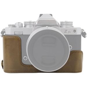 1/4 inch draad PU lederen camera Half case basis voor NIKON Z FC (Khaki)