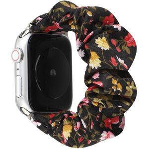 Voor Apple Watch Series 6 & SE & 5 & 4 44mm / 3 & 2 & 1 42mm Doek + RvS Haarring Horlogeband (Small Floral)