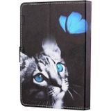 Voor 10 inch Tablet PC Universal Colored Drawing Horizontale Flip Lederen Case met Holder & Card Slots (Butterfly Cat)