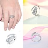 Mode elegante verstelbare bloemen met diamant wijsvinger ringen vrouwen sieraden