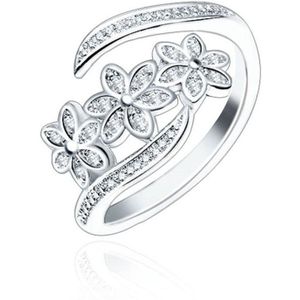 Mode elegante verstelbare bloemen met diamant wijsvinger ringen vrouwen sieraden