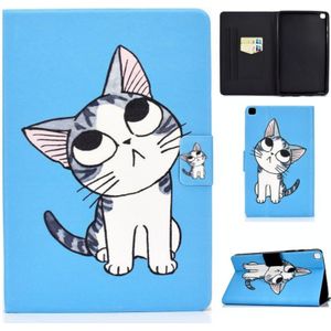 Voor Samsung Galaxy Tab A 8.0 (2019) T290 / T295 Voltage Painted Pattern Tablet PC Protective Leather Case met Bracket & Card Slots & Anti-skid Strip(Blue Cat)