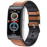 E600 1 47 inch kleurenscherm Smart Watch lederen band ondersteuning hartslagmeting / bloeddrukmeting
