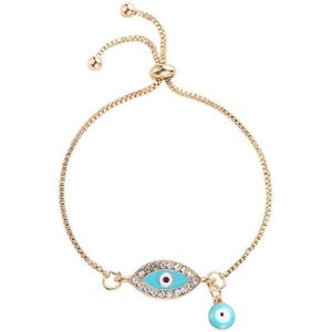 Vrouwenhand gemaakte Blue Crystal Evil Eye Lucky Chains armbanden (licht blauw)