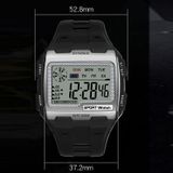 Syneke 9021 Square Sarge Screen Display Lichtgevende Multifunctionele Outdoor Mannen Sport Horloge Digitale Horloge (Zwart)