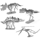 3D Metal Assembly Model DIY Puzzel Dinosaur Model  Style: Tyrannosaurus Skeleton (Zilver)