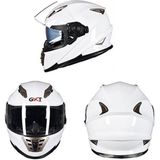 GXT Motorfiets Wit Full Coverage Beschermende Helm Double Lens Motor Helm  Grootte: M