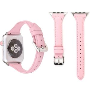 Eenvoudige manier lederen T Type horloge band voor Apple Watch serie 3 & 2 & 1 38mm(Pink)