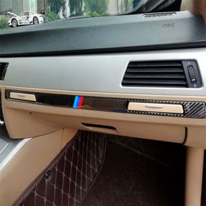 Driekleur Carbon Fiber auto links rijden middelste besturingselement decoratieve sticker voor BMW E90/E92/E93 2005-2012