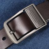 Mannen Pin Buckle lederen riem Pure lederen broek riem  riem lengte: 110 cm (bruin)