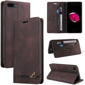 Huid Feel Anti-Diefstal Borstel Horizontale Flip Leren Case met Houder & Card Slots & Portemonnee voor iPhone 8 Plus & 7 Plus (Brown)