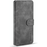 Voor Samsung Galaxy S21 FE DG. MING Retro olie kant horizontale flip lederen geval met houder & kaart slots &portemonnee (grijs)