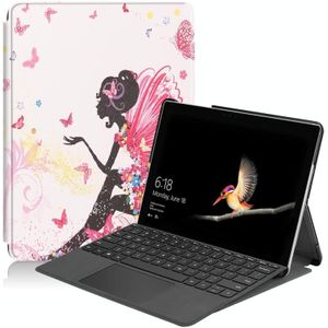 Elf meisje patroon gekleurde geschilderde horizontale Flip PU lederen case voor Microsoft Surface go 10 inch  met houder & pen slot