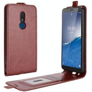 Voor Nokia C3 R64 Texture Single Vertical Flip Leather Protective Case met Card Slots & Photo Frame(Brown)