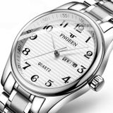FNGEEN 7811 middelbare leeftijd en ouderen mannen grote digitale dial quartz horloge (tussen goud wit oppervlak)