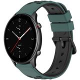 Voor Amazfit GTR 2e 22 mm tweekleurige poreuze siliconen horlogeband (olijfgroen + zwart)