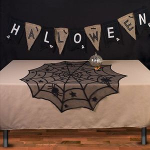 2 PC'S Halloween Party Black Lace Spider Web tafelkleed decoratie  grootte: 102x102CM