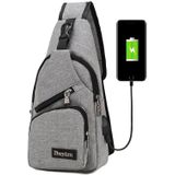 Dxyizu multifunctionele draagbare Casual Canvas borst zak buiten Sporttas schoudertas taille met externe USB lading Interface voor mannen / vrouwen / Student(Grey)