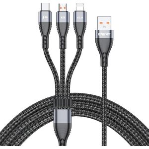 ENKAY 3-in-1 6A USB naar Type-C / 8-pins / Micro USB multifunctionele snellaadkabel  kabellengte: 1m