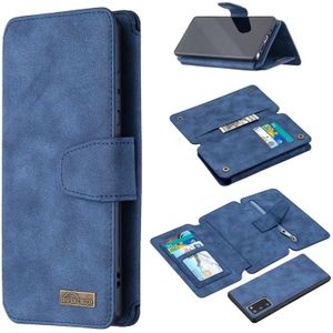 Voor Samsung Galaxy Note20 Afneembare Frosted Magnetic Horizontal Flip PU Lederen case met kaartslots & houder & ritsportemonnee & fotoframe(blauw)