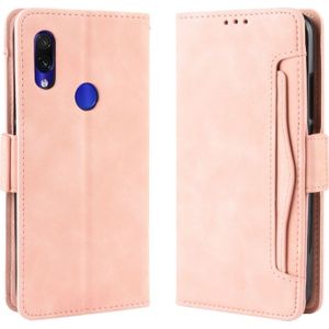 Portemonnee stijl huid voelen kalf patroon lederen draagtas voor Xiaomi Redmi 7  met aparte kaartsleuf (roze)