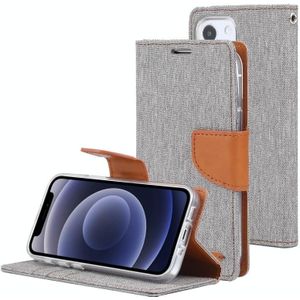 GOOSPERY CANVAS DIARY Canvas Texture Horizontal Flip PU Leather Case with Holder & Card Slots & Wallet For iPhone 13 mini(Grey)