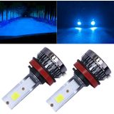 2 stuks H11 DC9-36V/36W/8000K/6000LM IP68 auto/motorfiets mini COB LED koplamp lampen/mistlicht (Ice Blue Light)